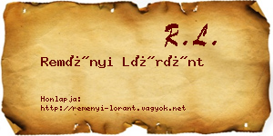 Reményi Lóránt névjegykártya